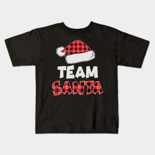 Red Buffalo Plaid Team Santa Family Matching Christmas gift Kids T-Shirt